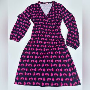 Boden Elodie Jersey Wrap Dress  Oak Leaf Pink Size US 10R  Long Sleeve EUC